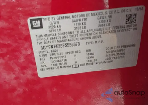 2015 Cadillac Srx Luxury Collection из США, поврежденный, VIN 3GYFNEE35FS559373